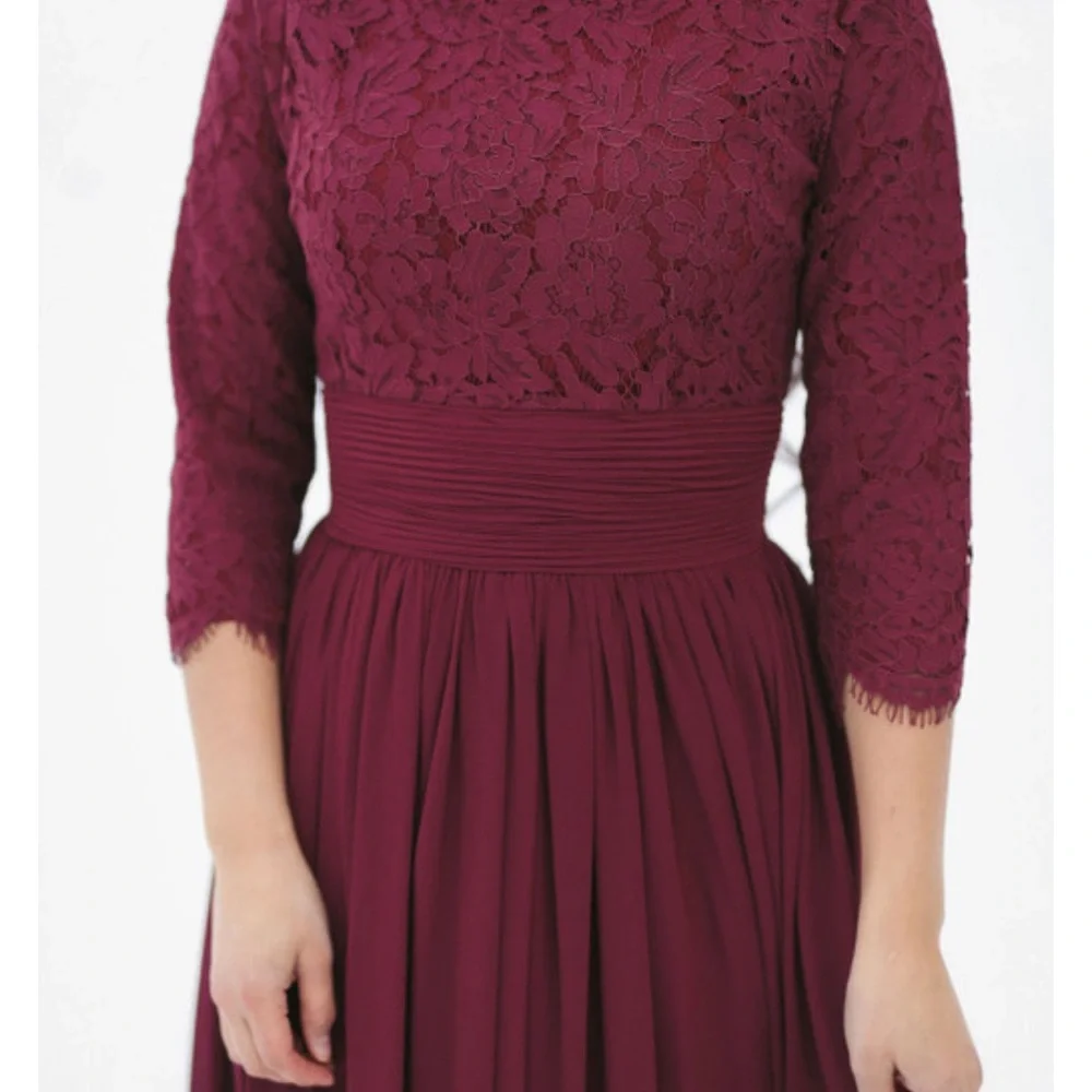 Exquisite English Manor Elegant Burgundy Lace Dress - Picture 10 of 11